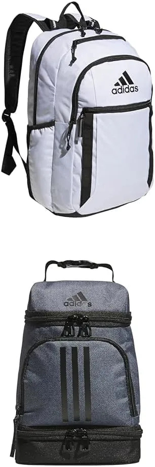 adidas Excel Backpack (34L)   Insulated Lunch Bag (6L), White/Black   Onix Grey/Black, One Size