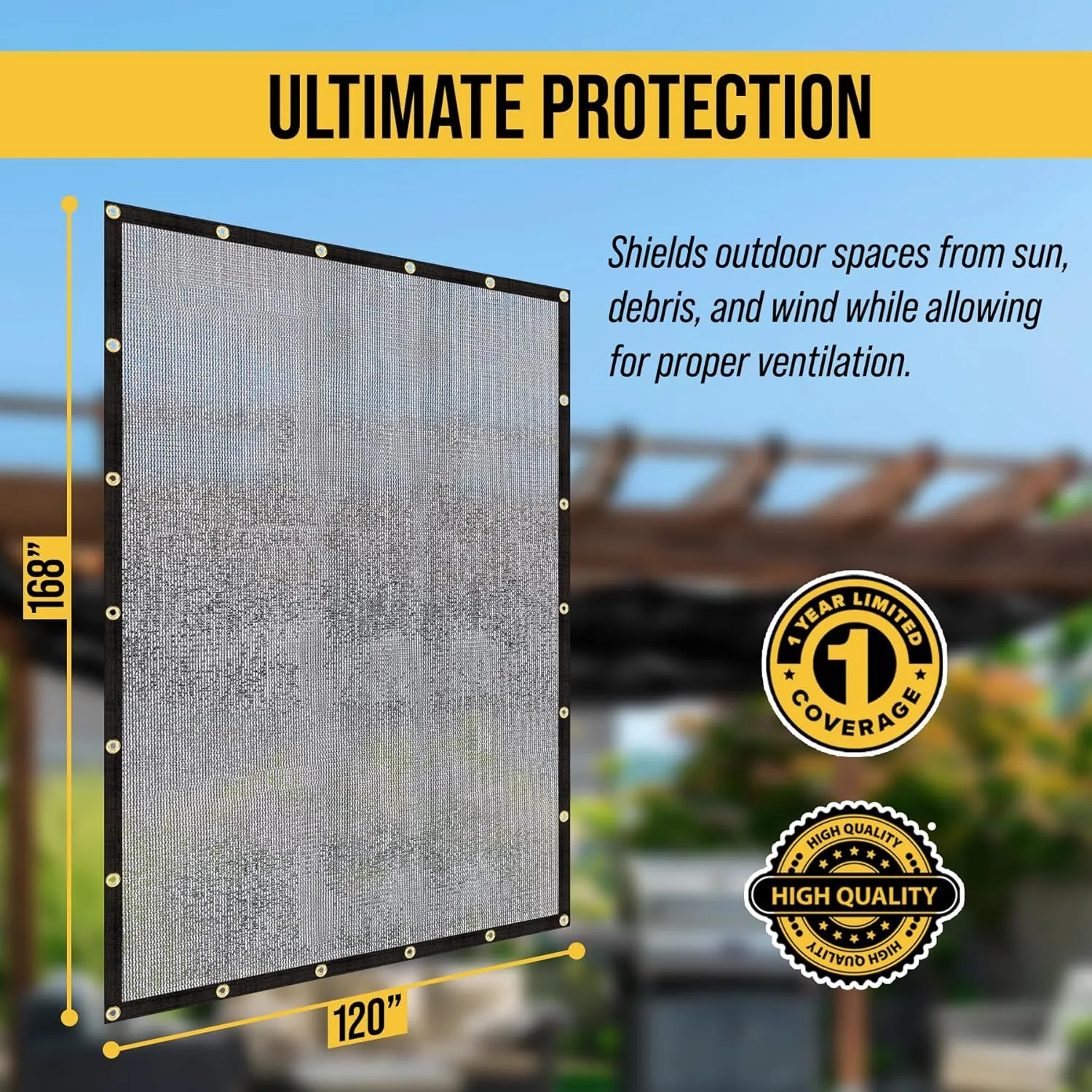 AdirPro Heavy Duty Knitted Mesh Tarp - 10x14ft Black Shade Tarp with Grommets for Playgrounds, Porch, Patio, Backyards, Pools, Greenhouse, Dump Truck, and More - 60% Shade, Water Resistant