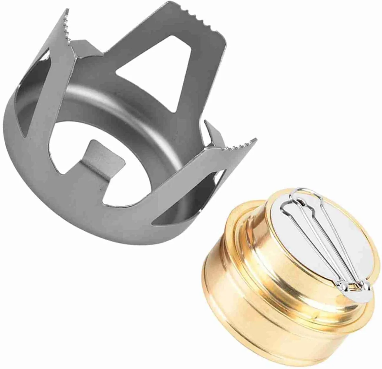 Adjust Flame, Efficiency Design, Lightweight Portable Alcohol Stove Burner for Outdoor BBQ Hiking with Compact Design and Velvet Bag (Grey)