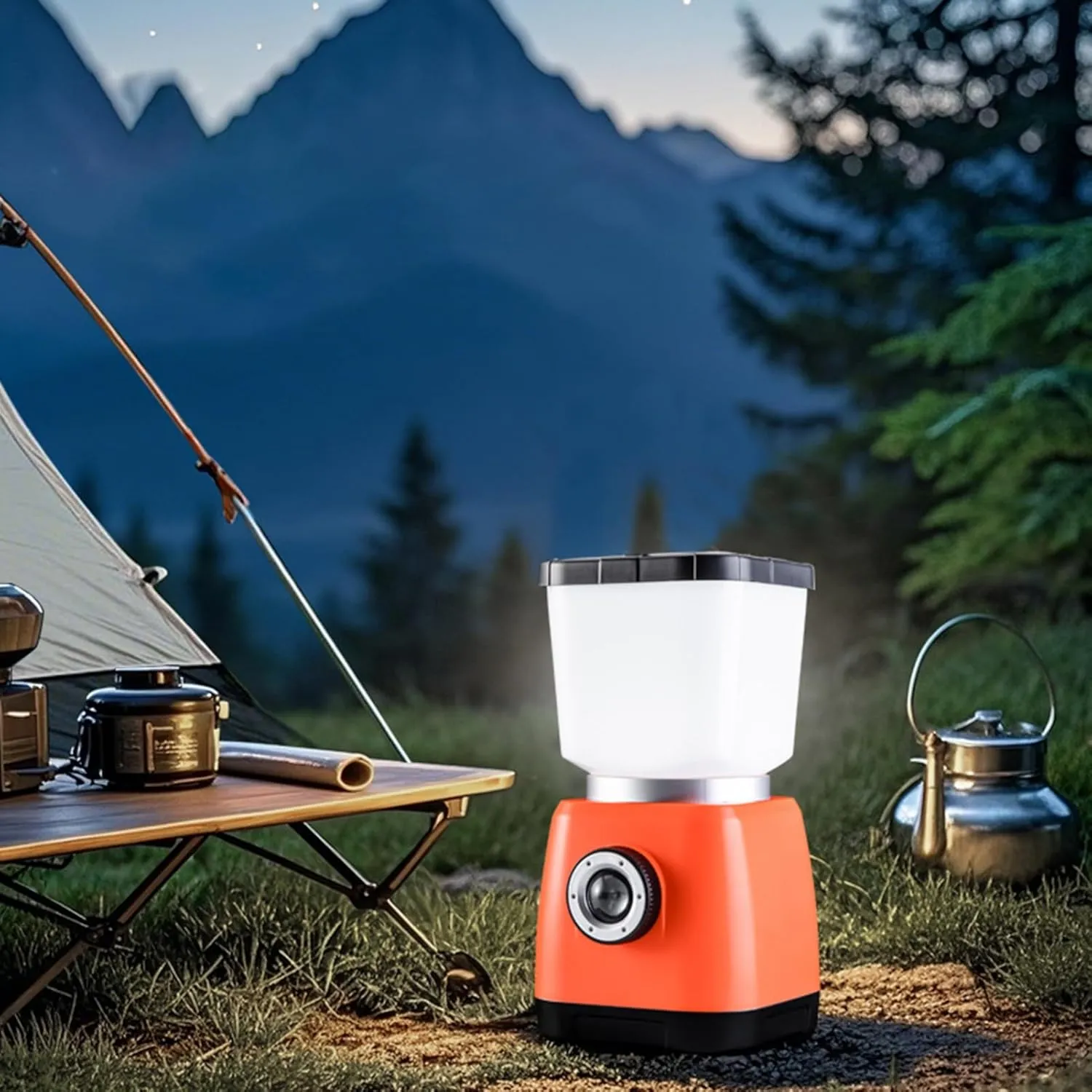 Adjustable Brightness Waterproof Camping Light with Hand Crank & Portable Hook - Rechargeable Outdoor Lantern for Camping, Hiking, Emergency Survival - Lightweight Travel-Friendly Tent Light