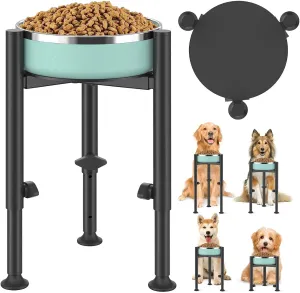 Adjustable Dog Bowls Elevated Stand- 4 Heights, Wide 5-10" -Oppro Metal Raised Tall Single Dog Food Bowl Stands Holder, Upgrade Lifted Water Feeder with Tray for Medium Large Small Breed, Black
