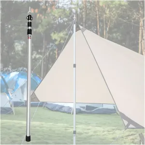 Adjustable Length & Lightweight Aluminum Alloy Tent Poles, Black Brown Silver Telescoping Tarp Poles Non-Slip Anti-Rust, Portable Awning Poles for RVs(Silver)