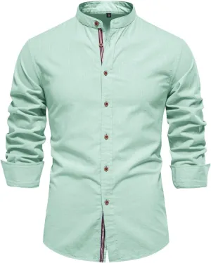 Alalaso Button Up Shirt Men Long Sleeve Slim Fit Solid Color Casual Collar Shirts Lightweight Regular Fit Work Jackets
