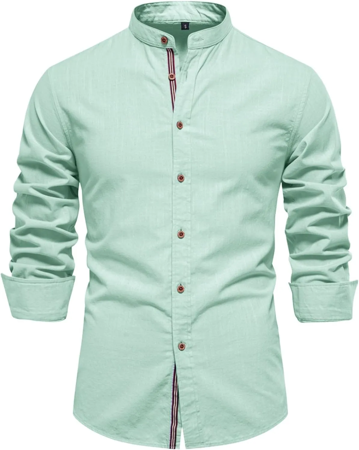 Alalaso Button Up Shirt Men Long Sleeve Slim Fit Solid Color Casual Collar Shirts Lightweight Regular Fit Work Jackets