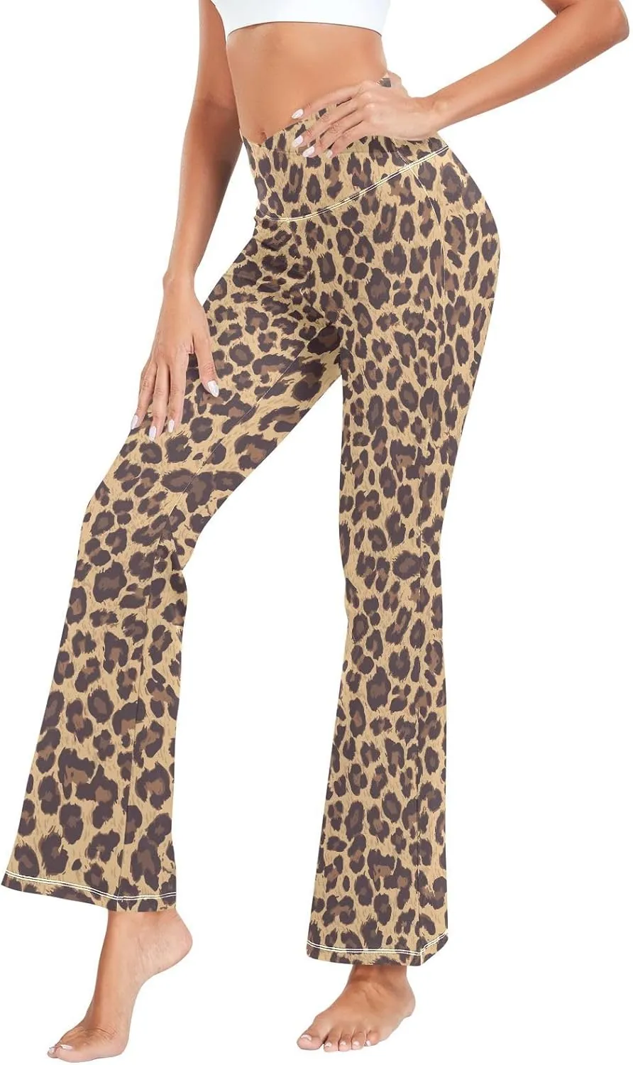 ALAZA Women's Leopard Skin Flare Yoga Pants