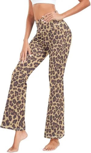 ALAZA Women's Leopard Skin Flare Yoga Pants