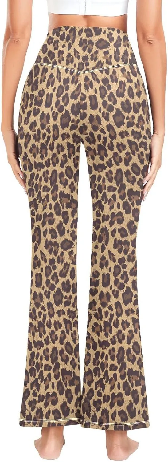 ALAZA Women's Leopard Skin Flare Yoga Pants