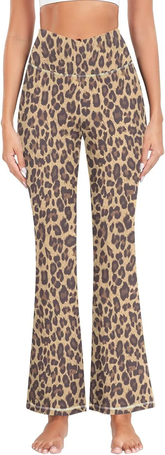 ALAZA Women's Leopard Skin Flare Yoga Pants