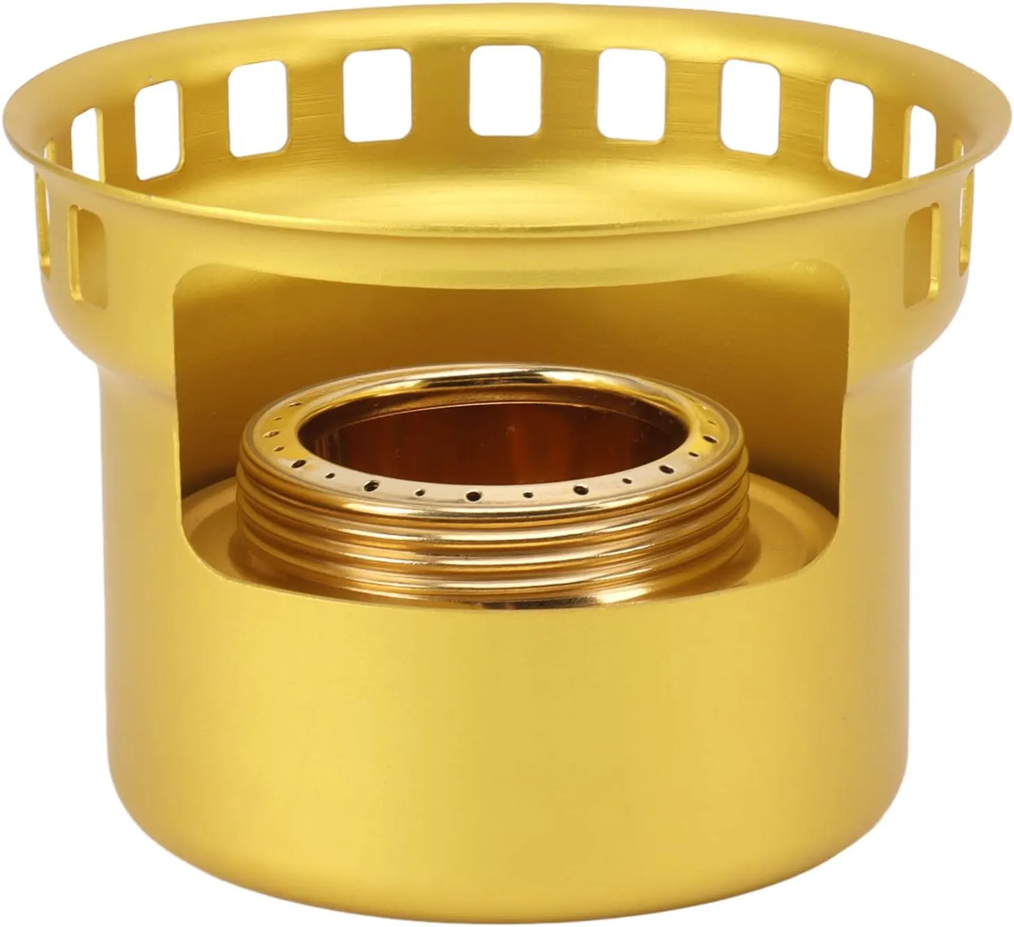 Alcohol Stove, Portable Copper Spirit Burner with Support and Storage Bag, Efficient Lightweight and Windproof, for Camping, Hiking, Picnic and Survival (Golden)