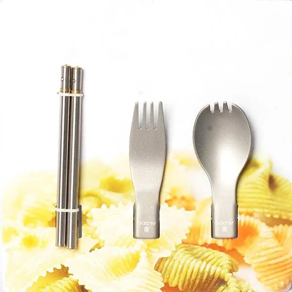 Alocs TW-106 3-in-1 Portable Tableware Cutlery Set Folding Chopsticks Spoon Fork Picnic Camping Hiking
