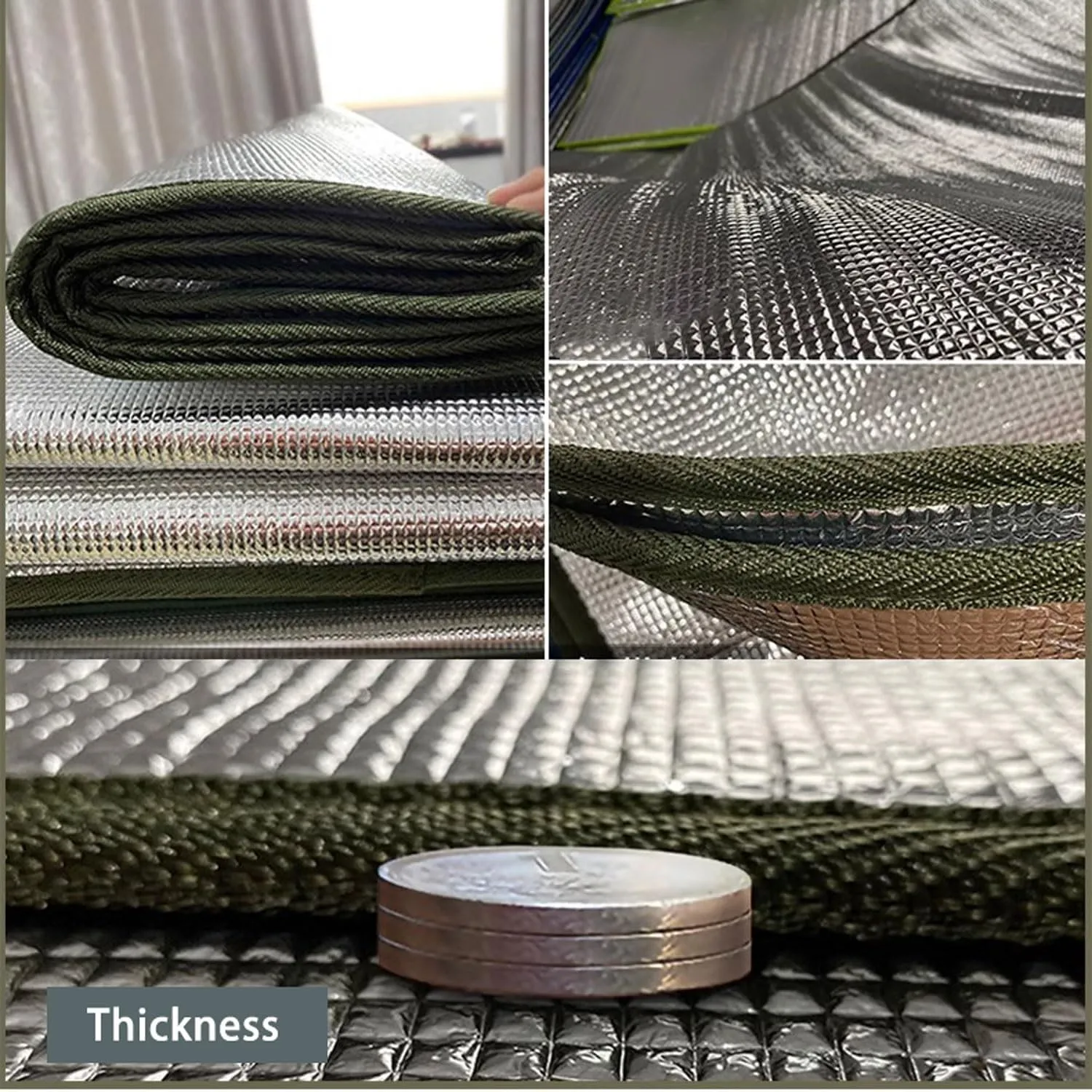 Aluminium Sleeping Mat Foam Mats, Sleeping Mat 7mm Thick Outdoor Double-Sided Moisture-Proof Foldable Tent for Camping Insulated Mat Foldable Tent Mat Floor Mat Thermal Mat