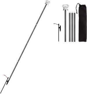 Aluminum Lantern Stand Lightweight Foldable Camping Pole with Hooks, Adjustable Height, Collapsible Design for Camping, Hiking, Fishing, Aluminum Alloy, Black (3)