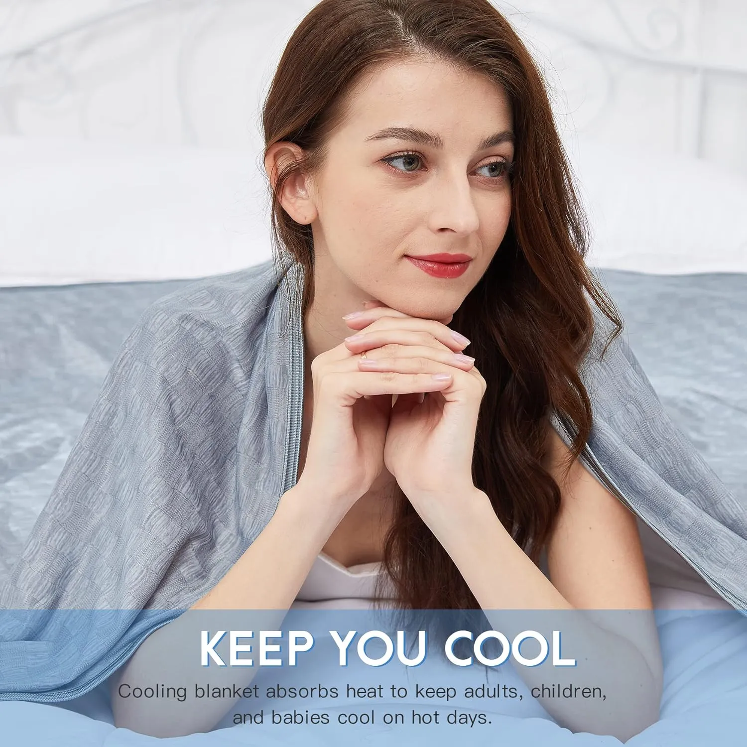 AmyHomie Cooling Blanket,90"x90"Queen Size,Summer Blankets with Double Sided Cold Effect, Arc-Chill Q-Max>0.5 Cool Fiber, Breathable Lightweight Blankets for Hot Sleepers Night Sweats