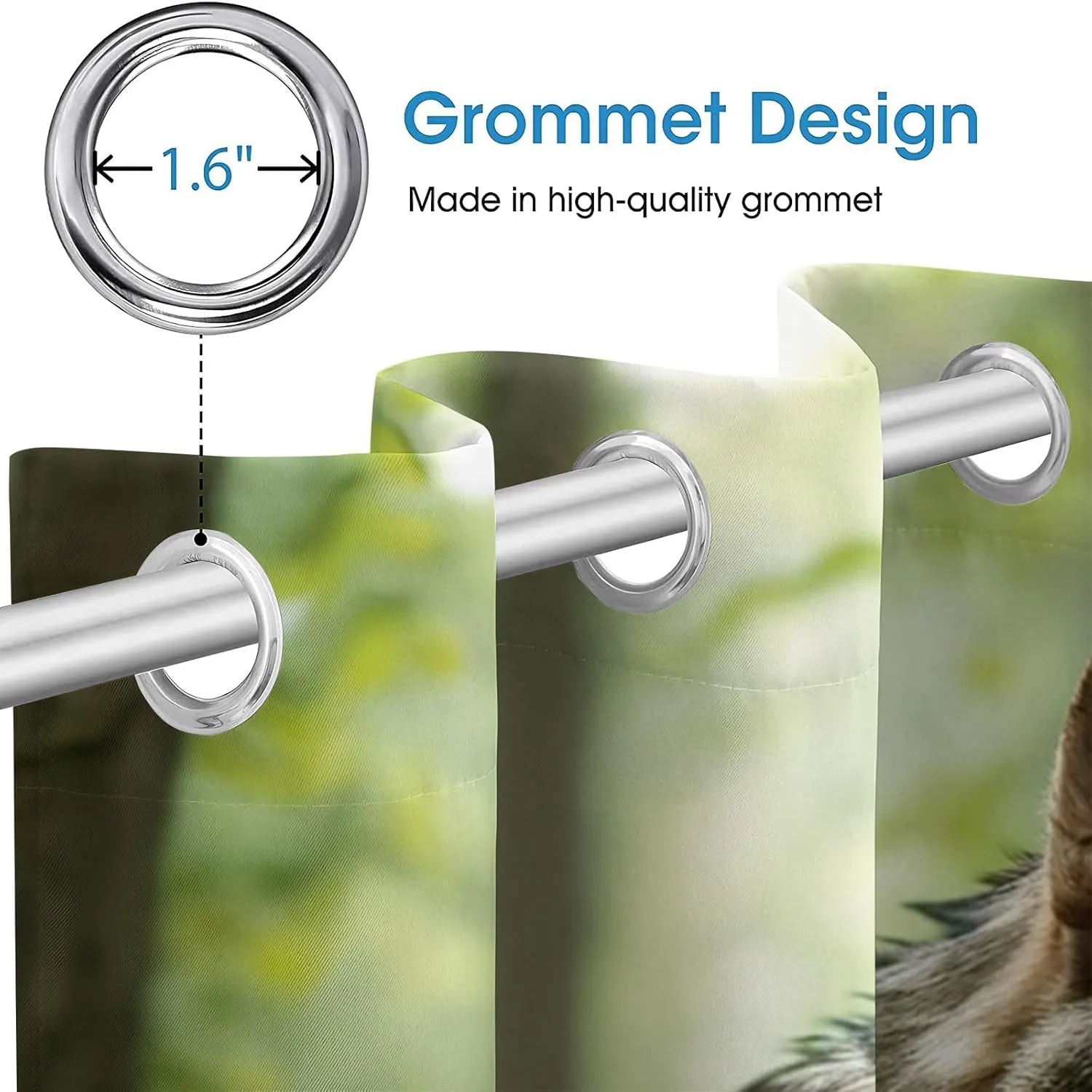 Animal Darkening Window Curtains 3D Print Jungle Running Gray Wolf Thermal Insulated Wear Resistant Drapes with Grommet for Home Decor Bedroom Living Room 2 Panels 42" W x 84" L