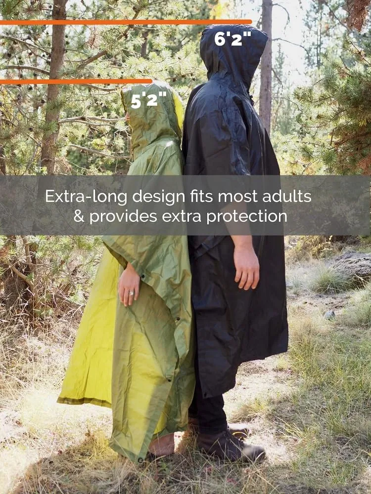 Arcturus Rain Ponchos | Adjustable Hood | Waterproof Ripstop Nylon | Great for Hunting, Fishing & Camping