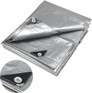 ATE Pro. USA - Super Heavy Duty Poly Silver Tarp - 20' x 20', All Purpose, Waterproof, Weather Protection, Coverage Tarp, Triple Layer, UV Blocking Protective Cover, Industrial Grade, 12 Mil