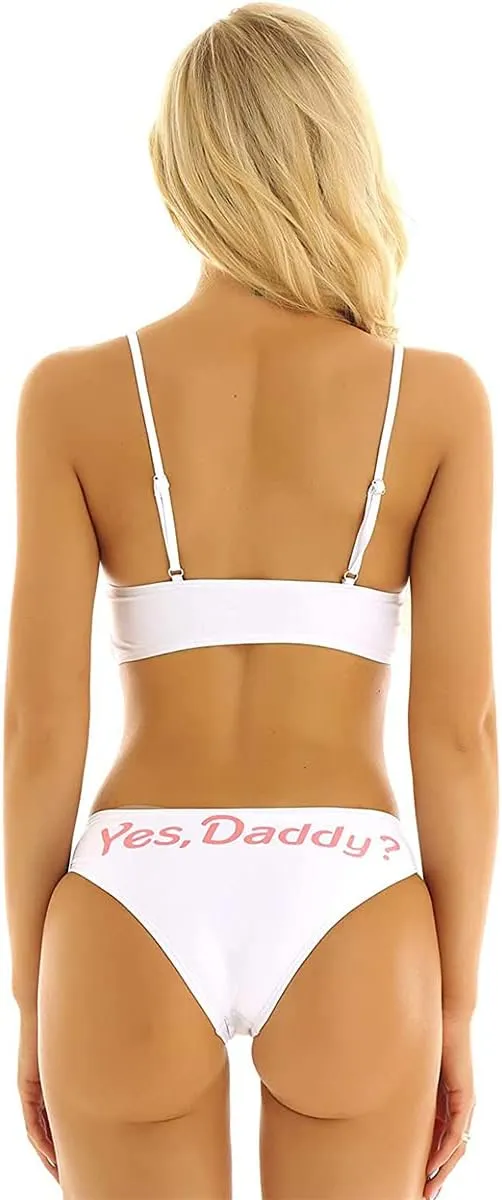 AWIBMK Women's Come here Daddy Bathing Suits Push-up Bra Brief 2 Piece Bikini Swimsuit Lingerie Set