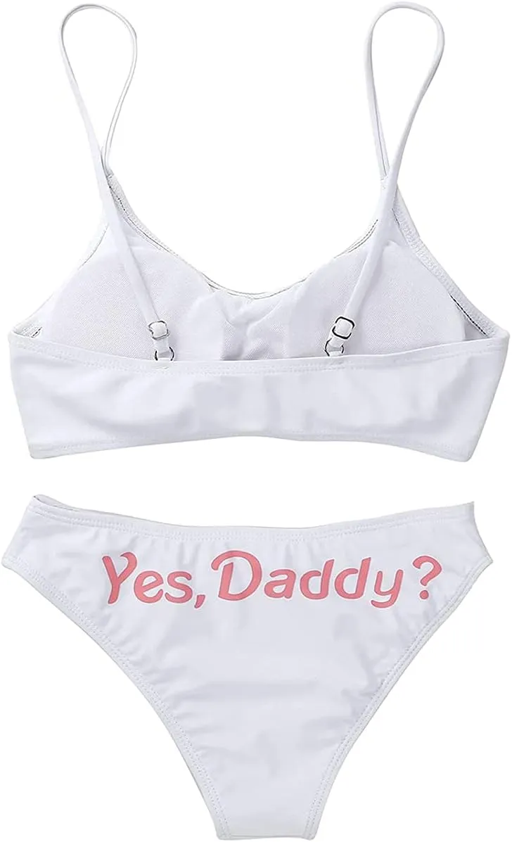 AWIBMK Women's Come here Daddy Bathing Suits Push-up Bra Brief 2 Piece Bikini Swimsuit Lingerie Set