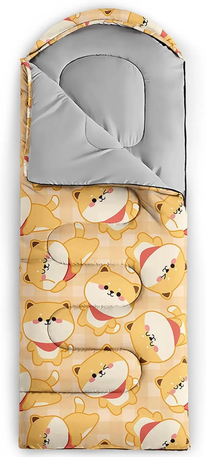 Axolotl Penguin Star Sleeping Bag,3 Season Warm and Cool Weather Moon Cloud Sleeping Bag for Boys Girls Teens,Waterproof Lightweight Lovely Animal Sleeping Bag for Traveling,Outdoors Camping,Navy Blue