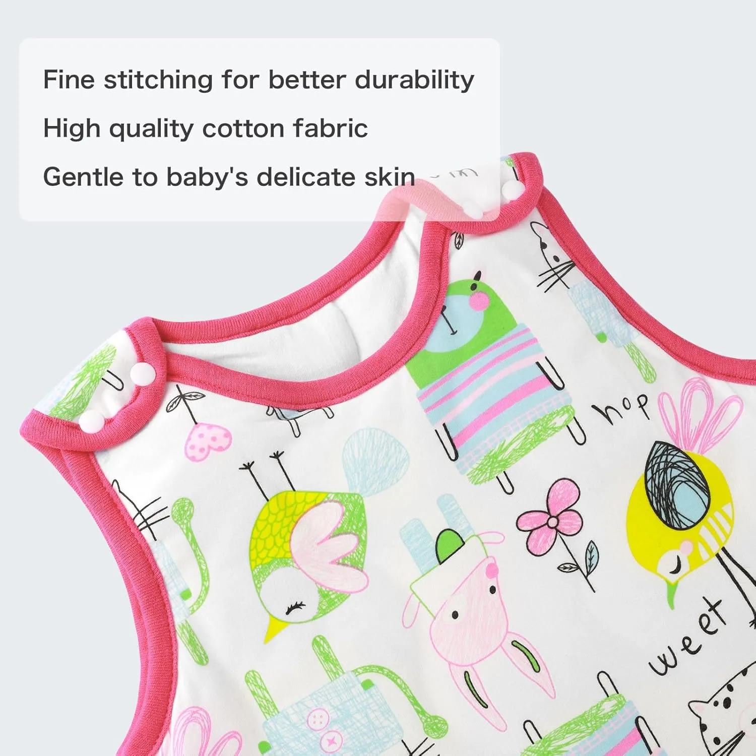Baby Sleep Sack 1.5 Tog Cotton, Wearable Blanket, 2-Way Zipper Sleepsack, Soft Baby Sleeping Bag 6-12 Months M Size