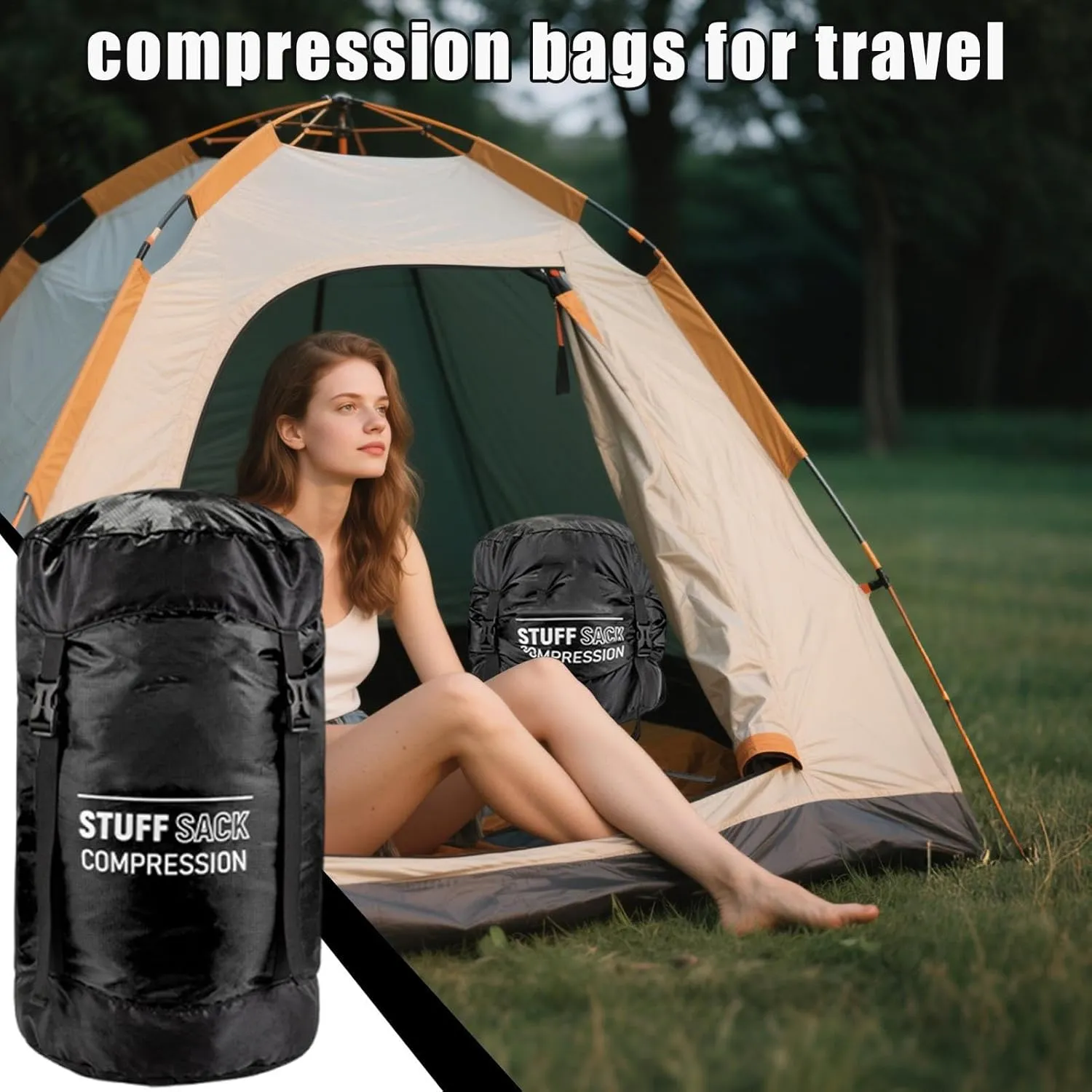 Backpacking Compression Bag,Quick-Dry Stuff Sacks for Backpacking - Lightweight Multifunctional Outdoor Gear Reusable Hiking Supplies for Adventures Travel Hiking Camping