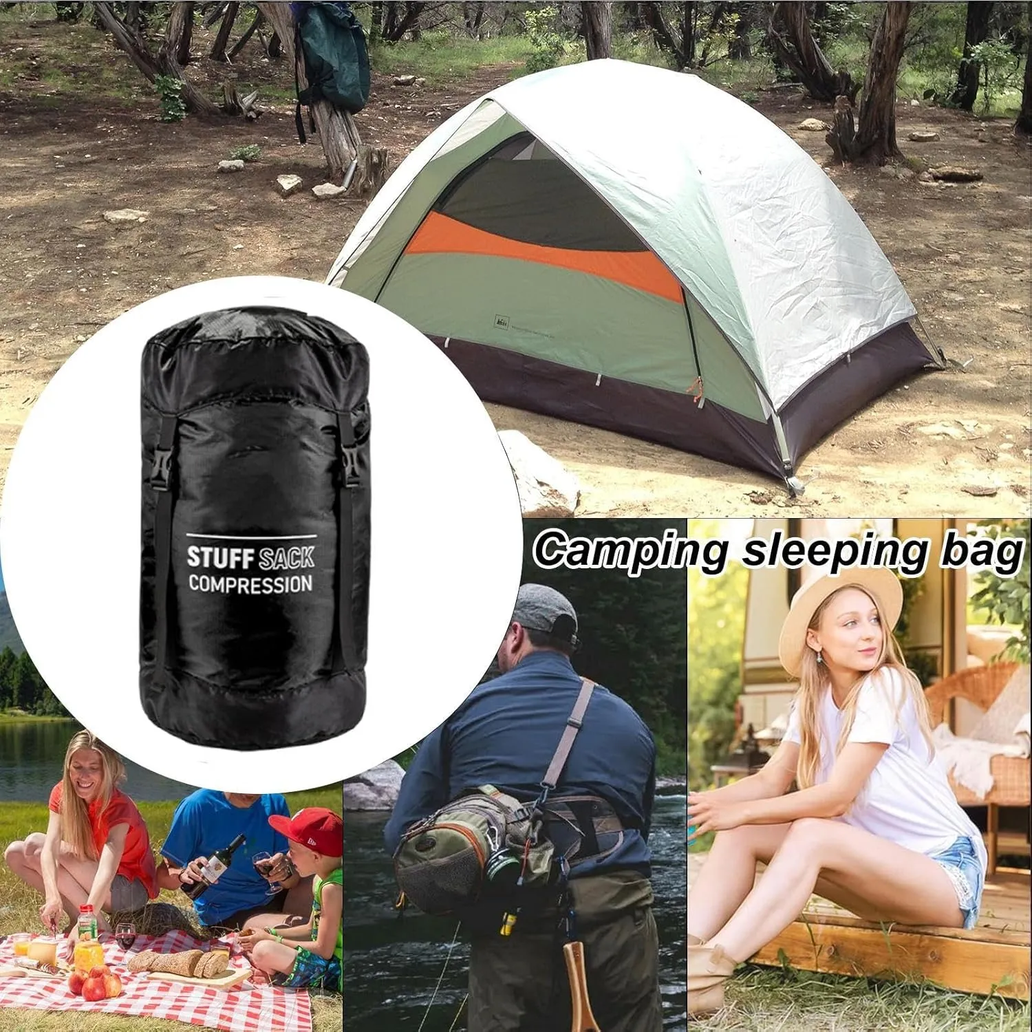 Backpacking Compression Bag,Quick-Dry Stuff Sacks for Backpacking - Lightweight Multifunctional Outdoor Gear Reusable Hiking Supplies for Adventures Travel Hiking Camping