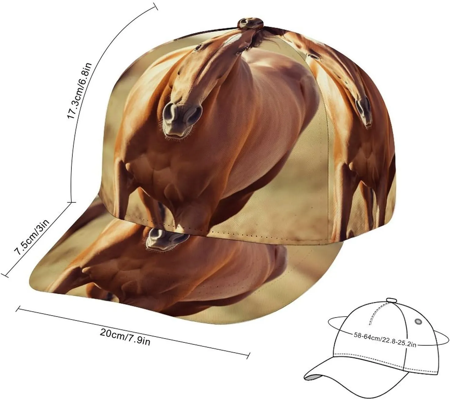 Baseball Cap Horse on The Grassland Dad Hat Golf Baseball Hat for Men Women Adjustable Trucker Hat