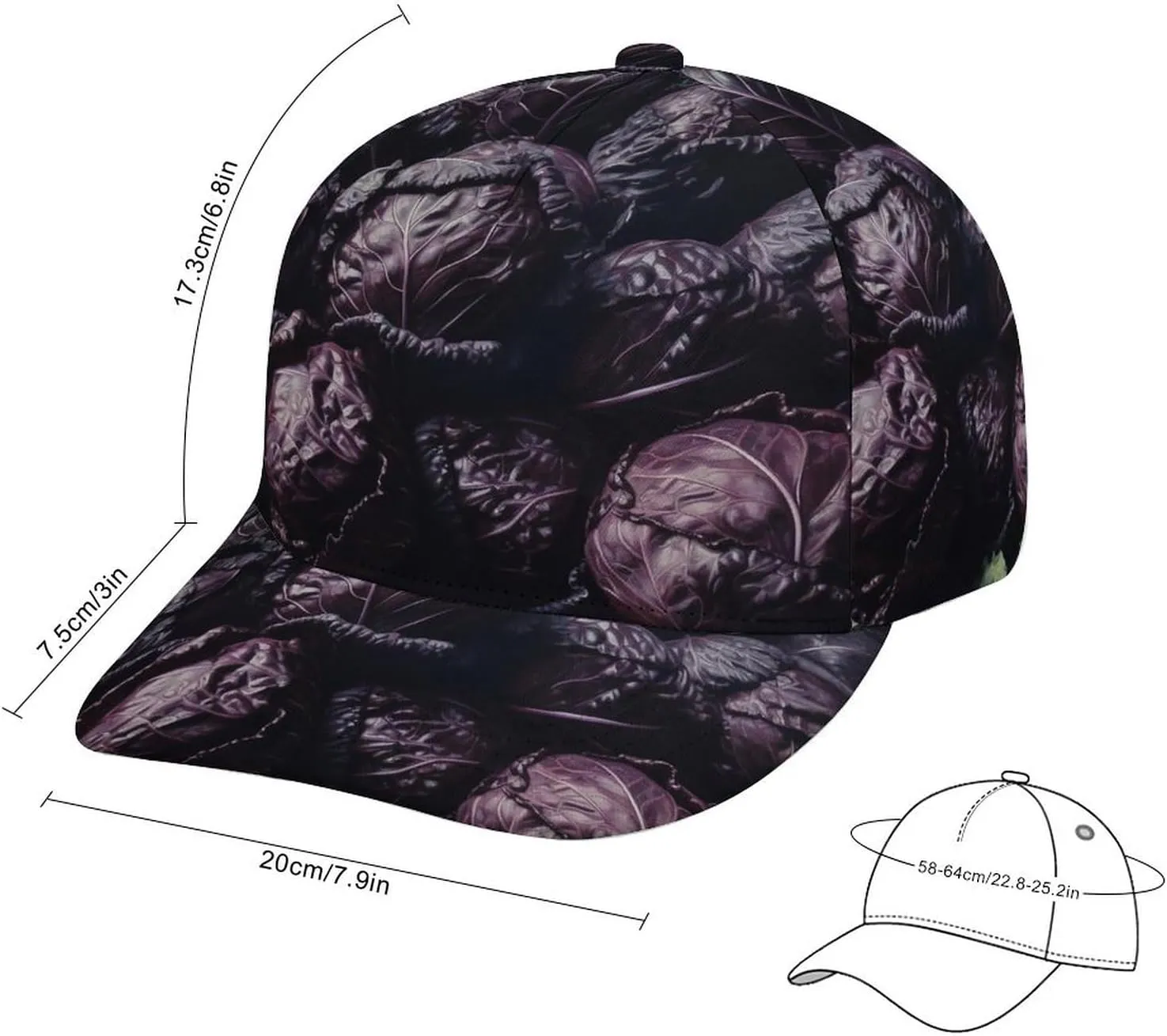 Baseball Cap Pile of Purple Cabbage Dad Hat Golf Baseball Hat for Men Women Adjustable Trucker Hat
