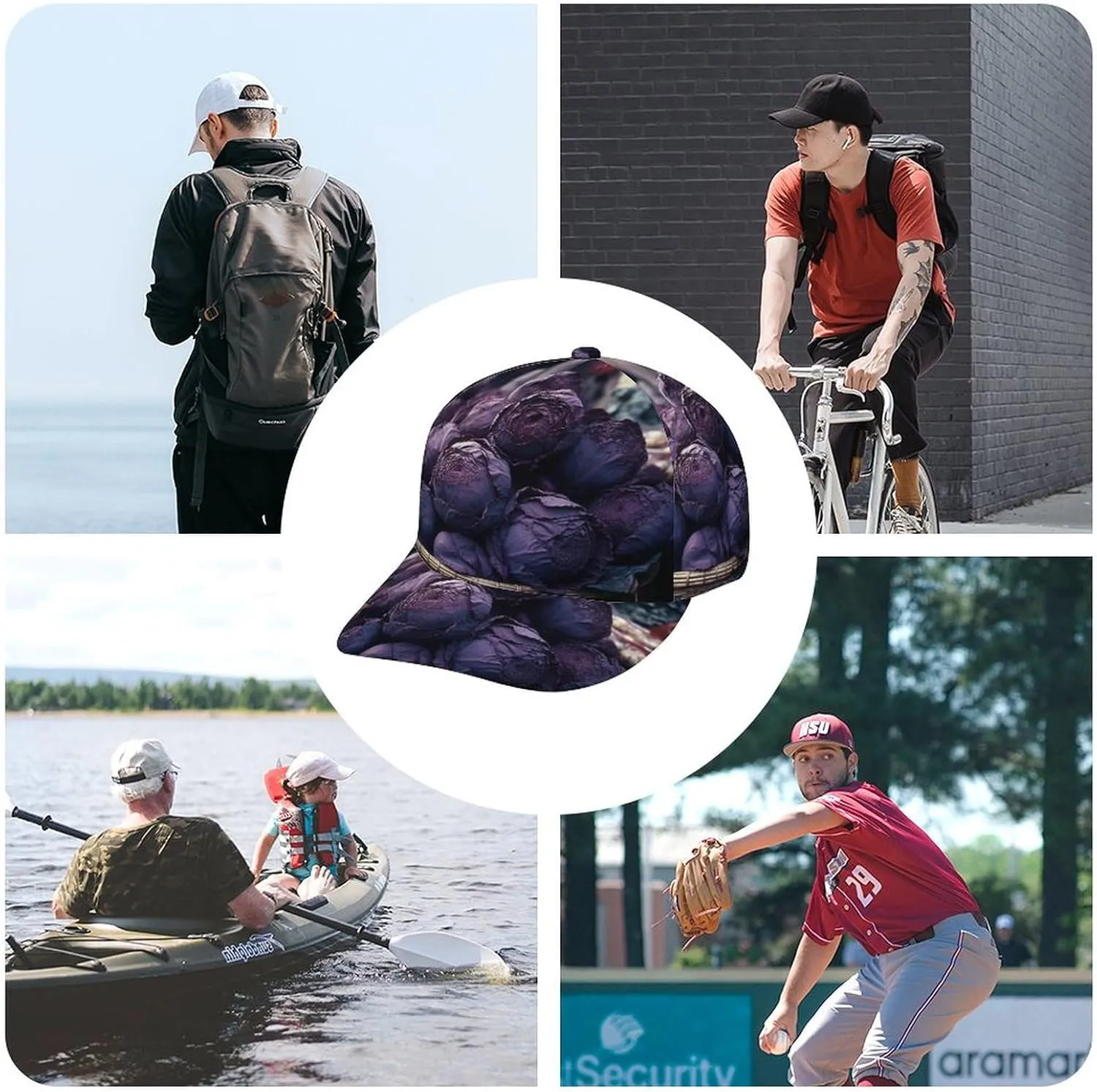 Baseball Cap Purple Cabbage Dad Hat Golf Baseball Hat for Men Women Adjustable Trucker Hat