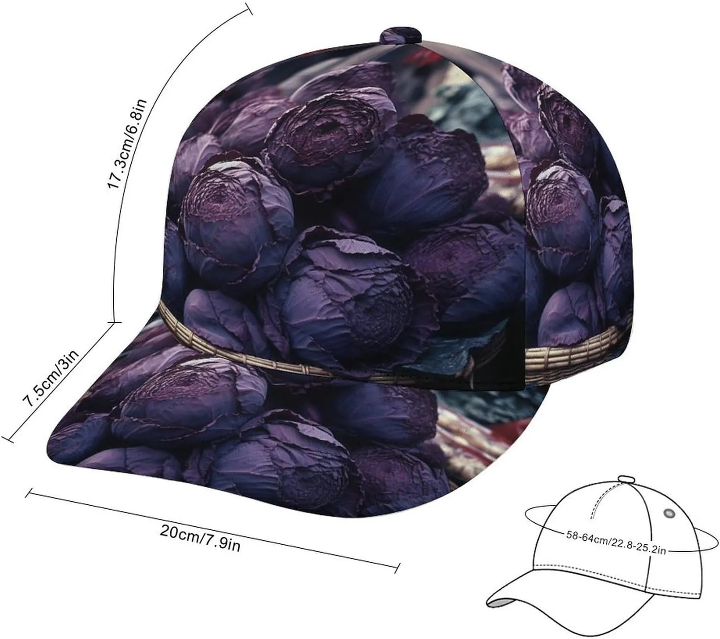 Baseball Cap Purple Cabbage Dad Hat Golf Baseball Hat for Men Women Adjustable Trucker Hat