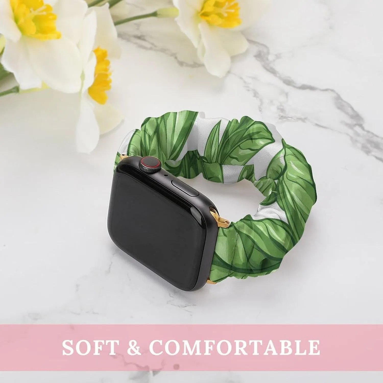 Basil Leaves Fashion Watch Strap Scrunchies Wristbands Compatible With IWatch Series