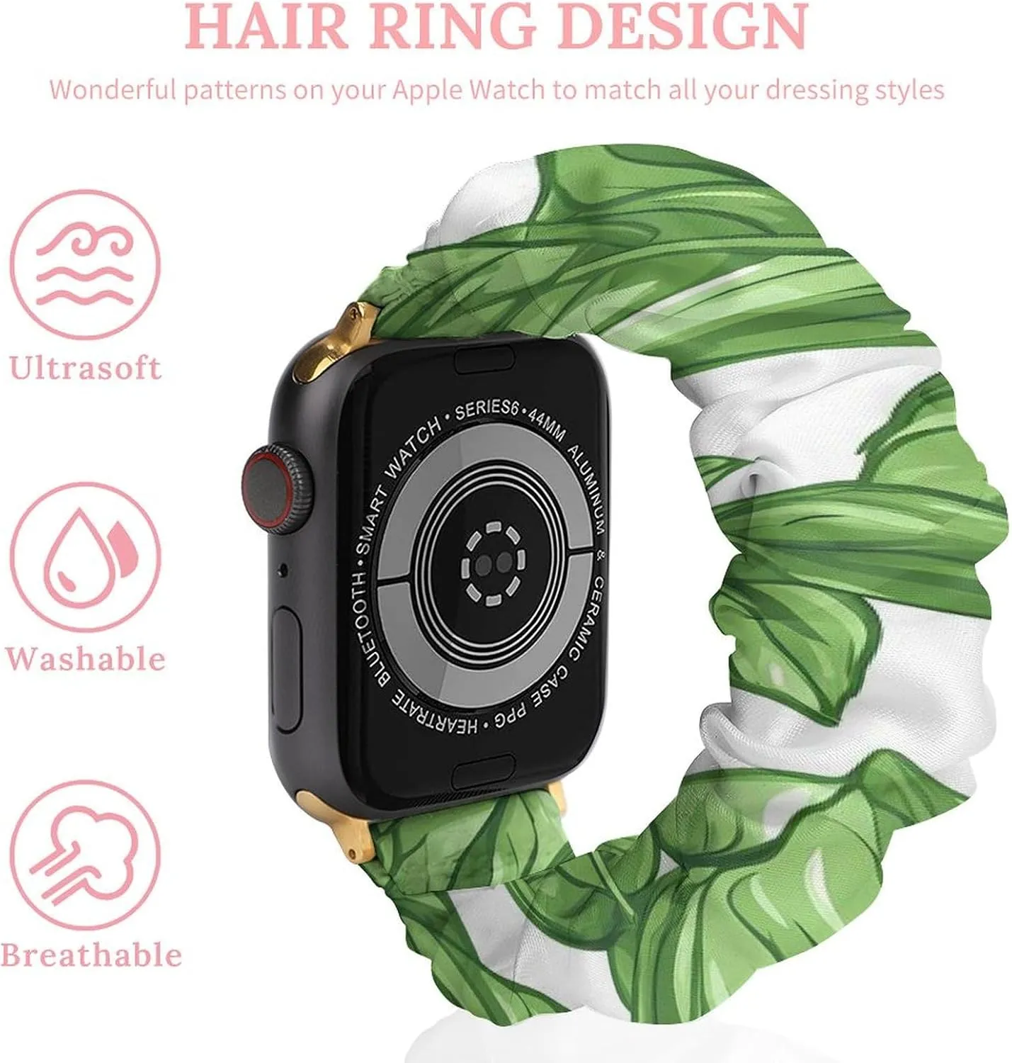 Basil Leaves Fashion Watch Strap Scrunchies Wristbands Compatible With IWatch Series