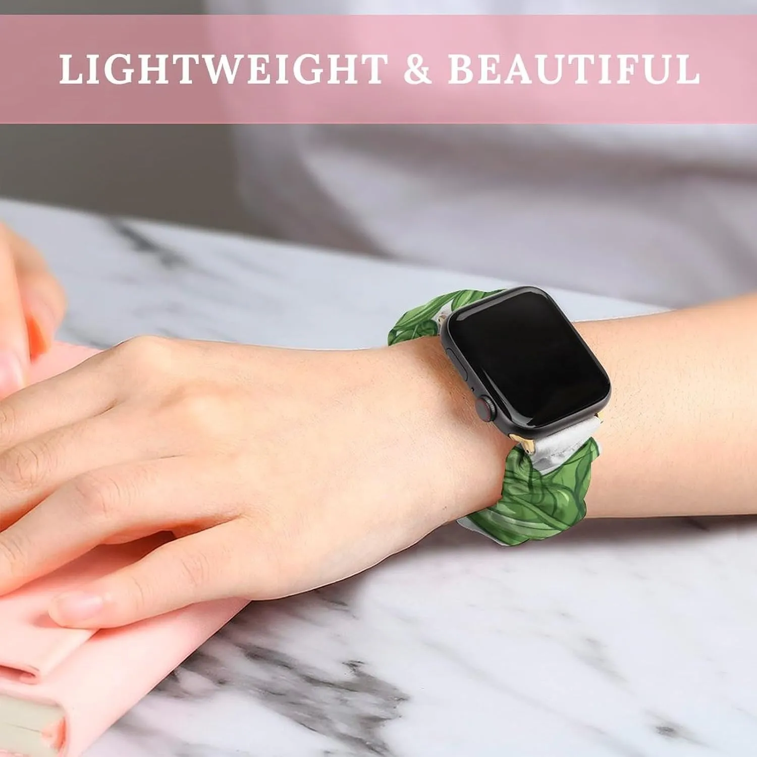 Basil Leaves Fashion Watch Strap Scrunchies Wristbands Compatible With IWatch Series