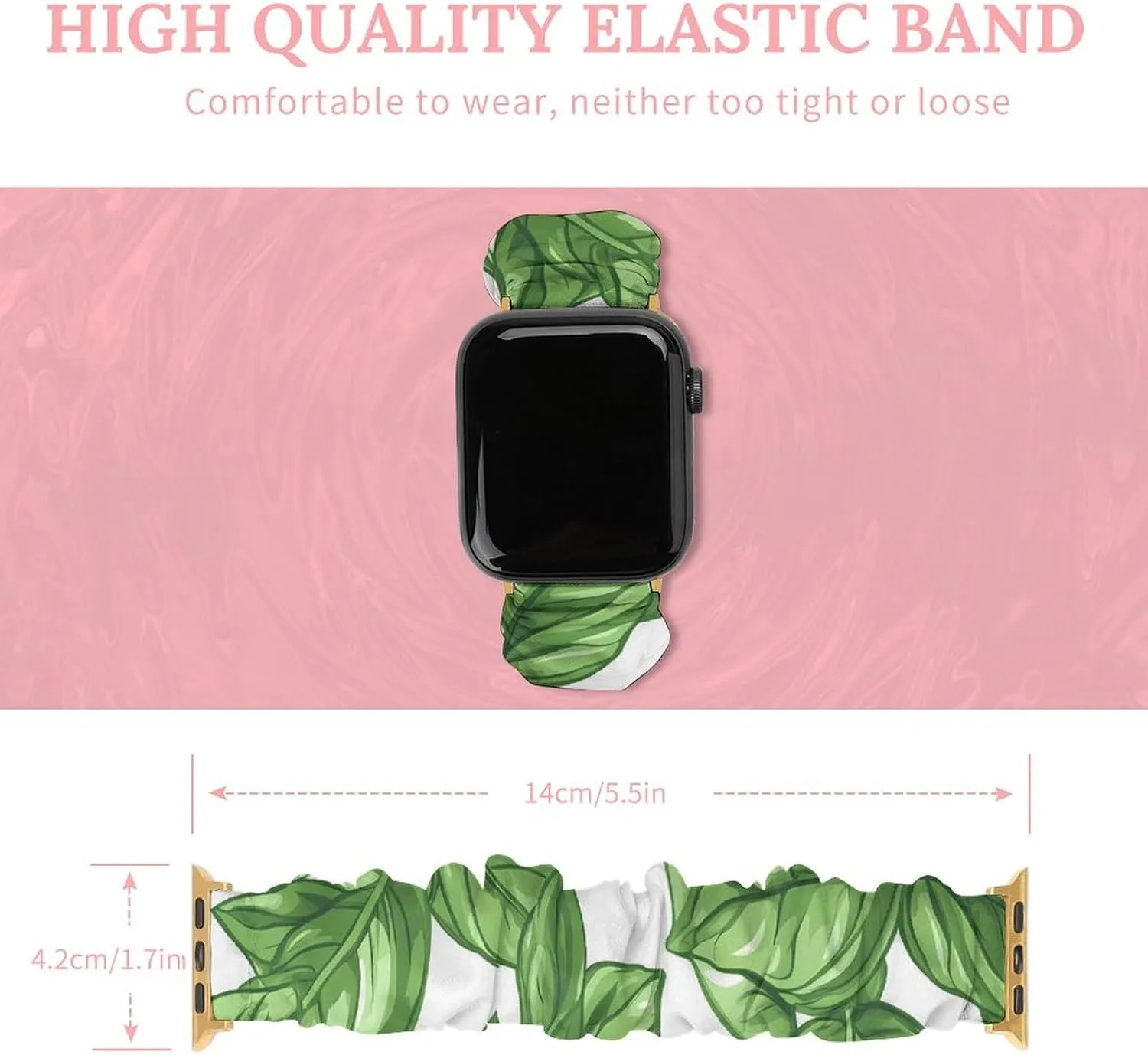 Basil Leaves Fashion Watch Strap Scrunchies Wristbands Compatible With IWatch Series