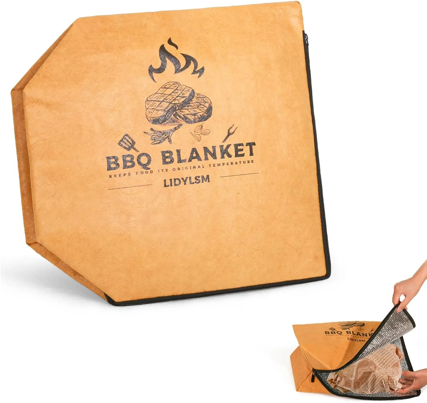 BBQ Blanket for Resting Meat,Reusable Insulated barbecue blanket-BBQ resting bag with wide mouth for Brisket/Pork Shoulders/Turkeys, Easy Clean, Lightweight,Grill Gifts For Men,Dad Husband (16inch)