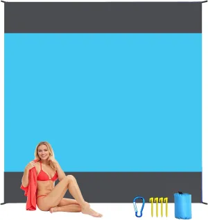 Beach Blanket Sand Proof Water Resistant 81"x78", Extra Large Lightweight Portable for 1-4 Adults, Quick Dry Outdoor Mat Beach Camping Picnic Hiking Accessories