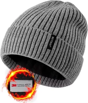 Beanie Hats for Men 30% Merino Wool Knit Hat, Winter Hats for Women Thick Warm Lined, Beanie for Women Cold Weather Skull Cap