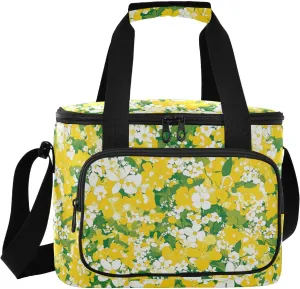 Beauty Spring Flowers Yellow Large Capacity Soft Sided Cooler Bag Hot or Cold Carrier Thermal Insulation Collapsible Soft Cooler for Beach Travel Picnics