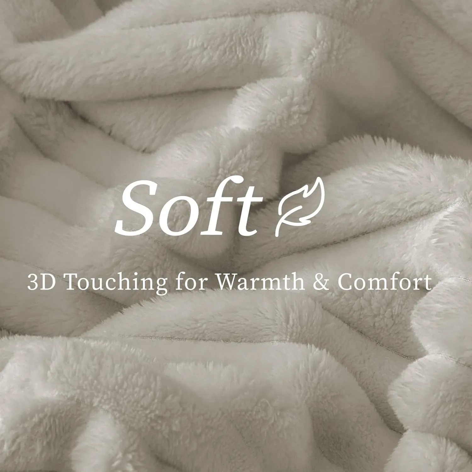 BEDELITE Fleece Throw Blanket for Couch - 300GSM Soft & Warm Fluffy Light Grey Blanket, Decorative and Giftable Striped Blankets for Women, Men, 50"x60"