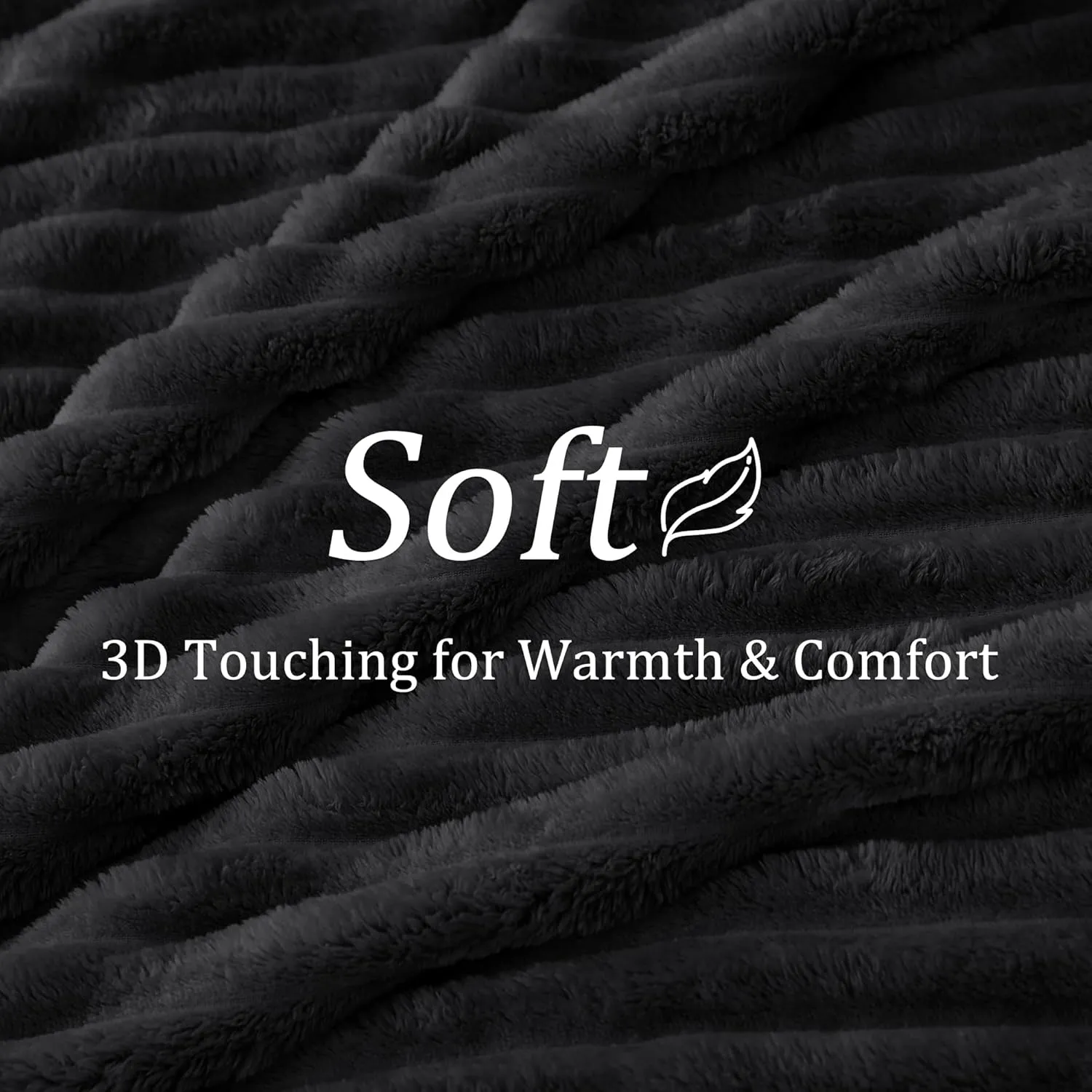 BEDELITE Fleece Throw Blanket for Couch, 300GSM Soft & Warm Fluffy Twin Blanket, Decorative and Giftable Striped Black Blankets for Women, Men, 60"x80"