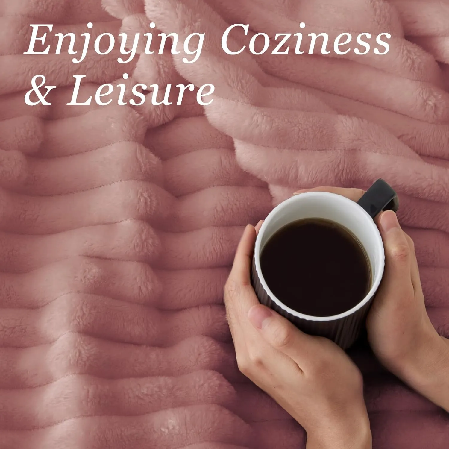 BEDELITE Fleece Throw Blanket for Couch, 300GSM Soft & Warm Fluffy Twin Blanket, Decorative and Giftable Striped Dusty Pink Blankets for Women, Men, 60"x80"