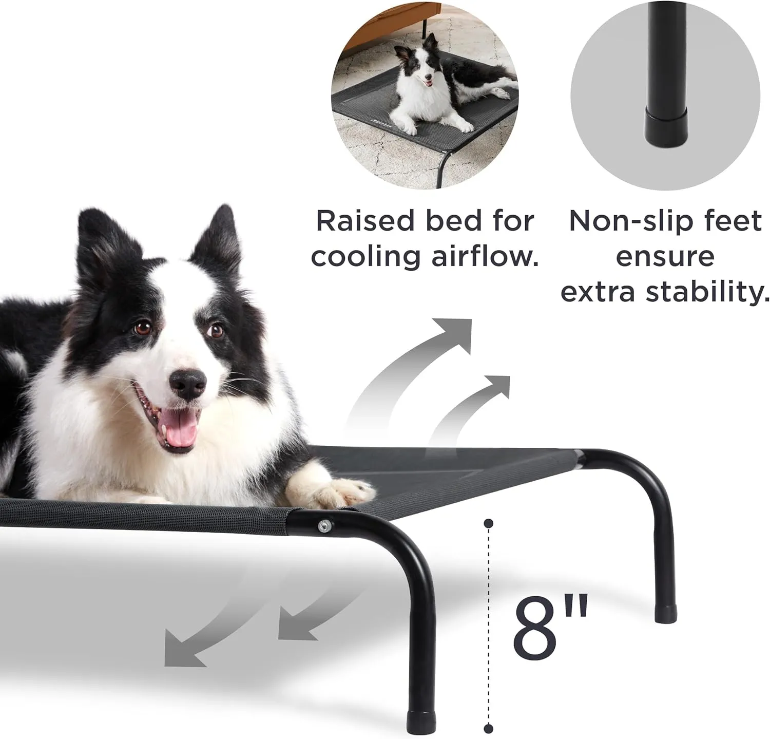Bedsure Large Elevated/Raised Pet Cots Bed with Skid-Resistant Feet for Large Dogs, Hammock, Indoor & Outdoor, Portable, Frame with Breathable Mesh