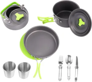 BESPORTBLE 12-Piece Camping Cookware Kit -in-one Portable Cooking Utensil Set Non-Stick Cookware Cutlery for Outdoor Camping