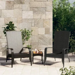 Black Poly Rattan Adirondack Chair Outdoor Patio Furniture with Steel Frame, 37" Height Lounge Chair for Poolside Beach Camping Backyard