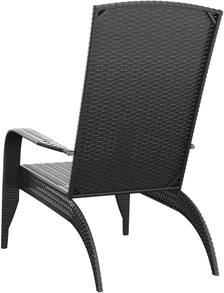 Black Poly Rattan Adirondack Chair Outdoor Patio Furniture with Steel Frame, 37" Height Lounge Chair for Poolside Beach Camping Backyard