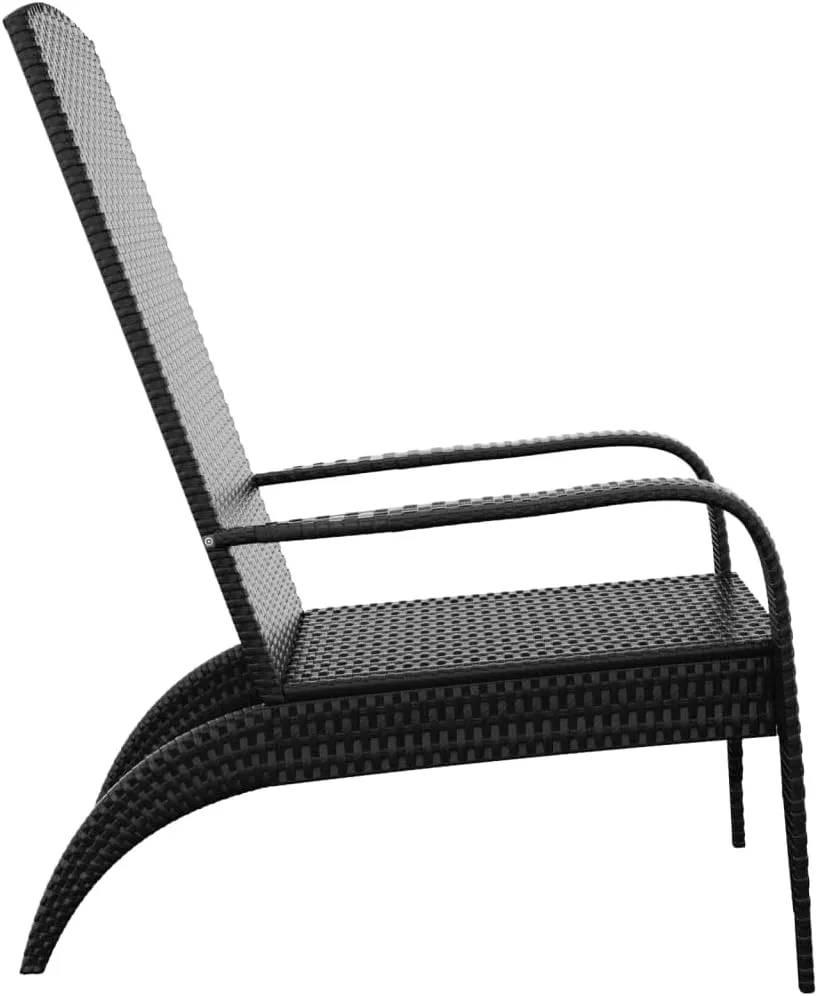 Black Poly Rattan Adirondack Chair Outdoor Patio Furniture with Steel Frame, 37" Height Lounge Chair for Poolside Beach Camping Backyard