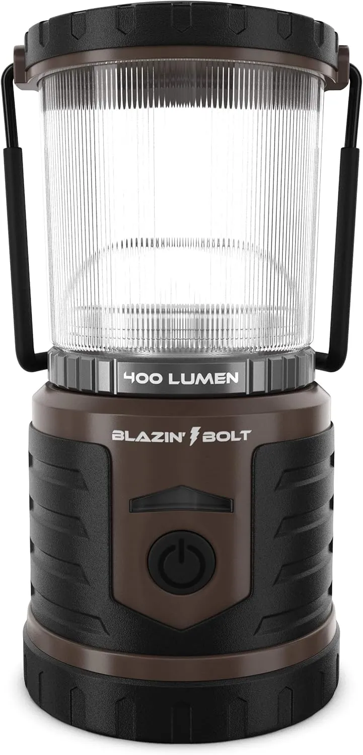 Blazin Bolt Rugged USB Rechargeable Lantern | 400 Lumen | 400 Hours of Light | 6000mAh Power Bank | 6 Modes | Camping, Emergency, Power Outage, Storm, Blizzard, Hurricane Survival