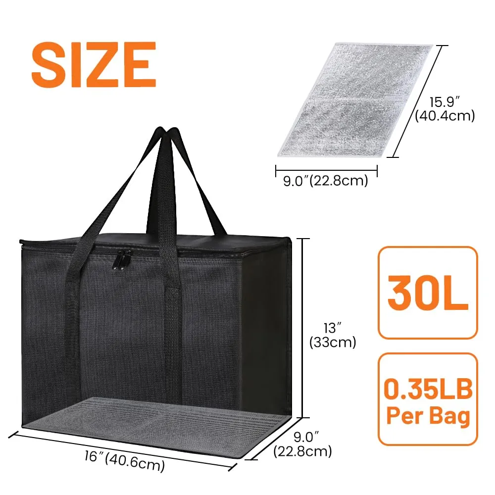 Bodaon 1-Pack Insulated Food Delivery Bag With Hard Bottom, XL Pizze Cooler Bags, Thermal Cold/Hot Styrofoam Carrier for Doordash/Travel/Shopping/Catering/Car, Dashers Door Dash Accessories