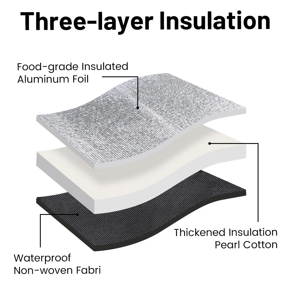 Bodaon 1-Pack Insulated Food Delivery Bag With Hard Bottom, XL Pizze Cooler Bags, Thermal Cold/Hot Styrofoam Carrier for Doordash/Travel/Shopping/Catering/Car, Dashers Door Dash Accessories
