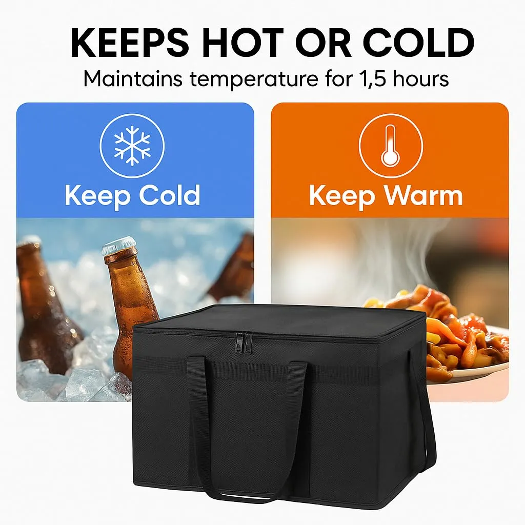 Bodaon 10-Pack Insulated Food Delivery Bag, XXXL Pizze Cooler Bags, Thermal Cold/Hot Styrofoam Carrier for Doordash/Travel/Shopping/Catering/Car, Warmer/Frozen, Dashers Door Dash Accessories